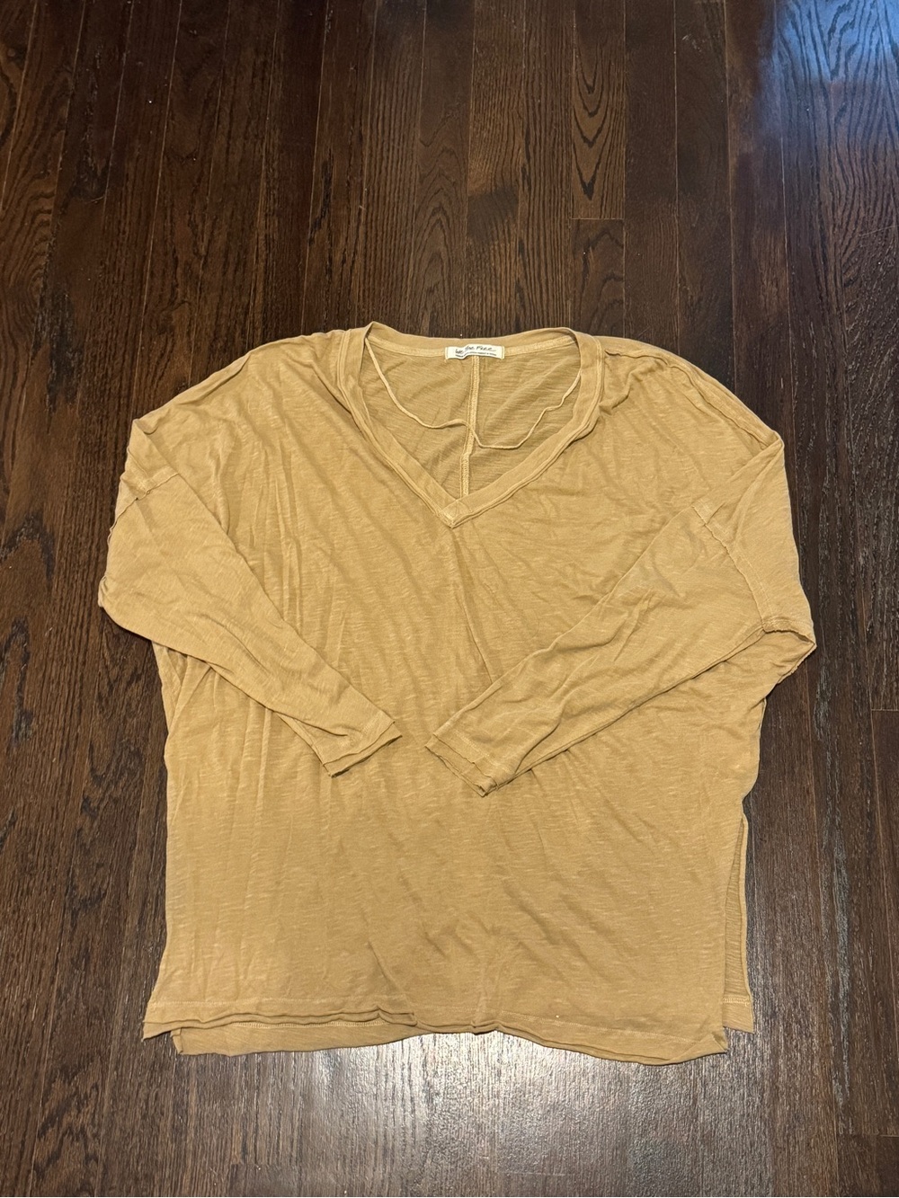 We the Frees oversized V-Neck Long Sleeve Top with split sides